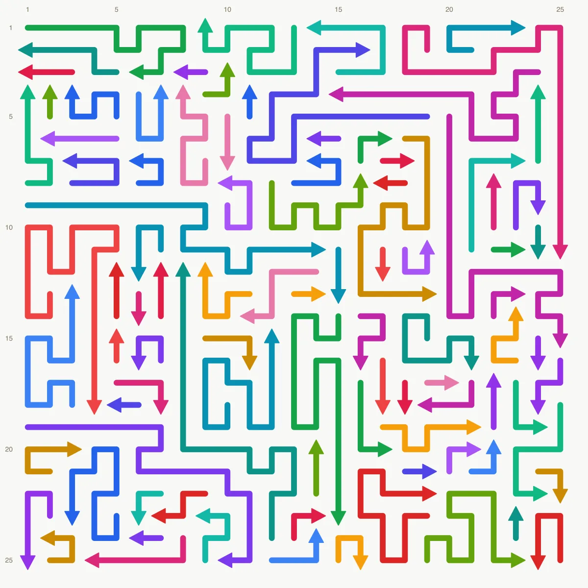 Arrow Escape level 12: 25×25 board with 94 arrows