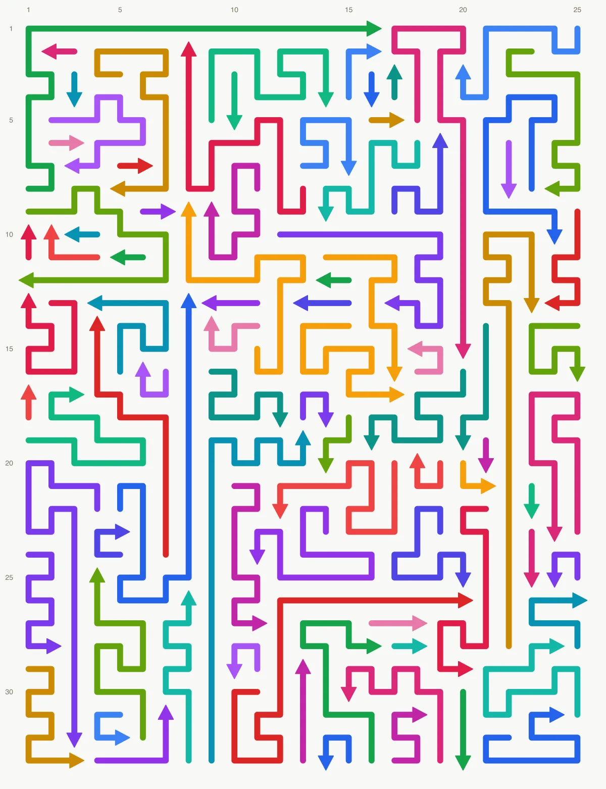 Arrow Escape level 14: 25×33 board with 87 arrows