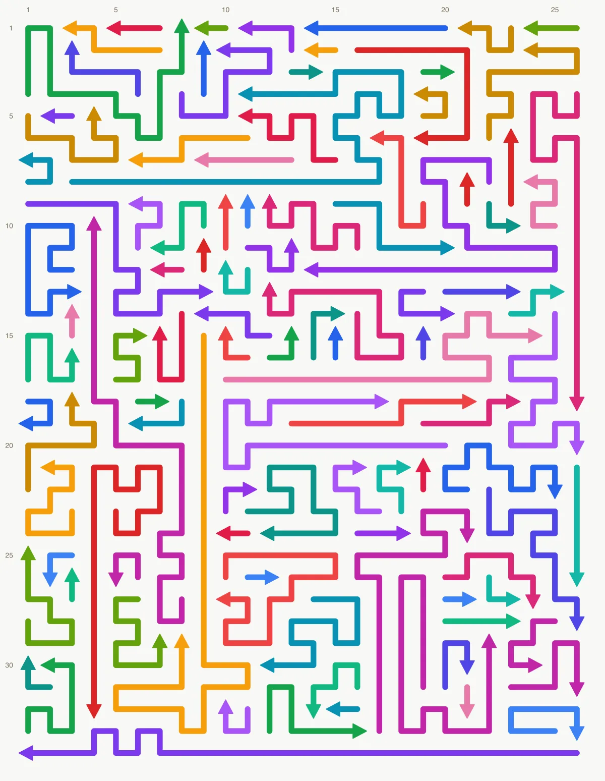 Arrow Escape level 19: 26×34 board with 106 arrows