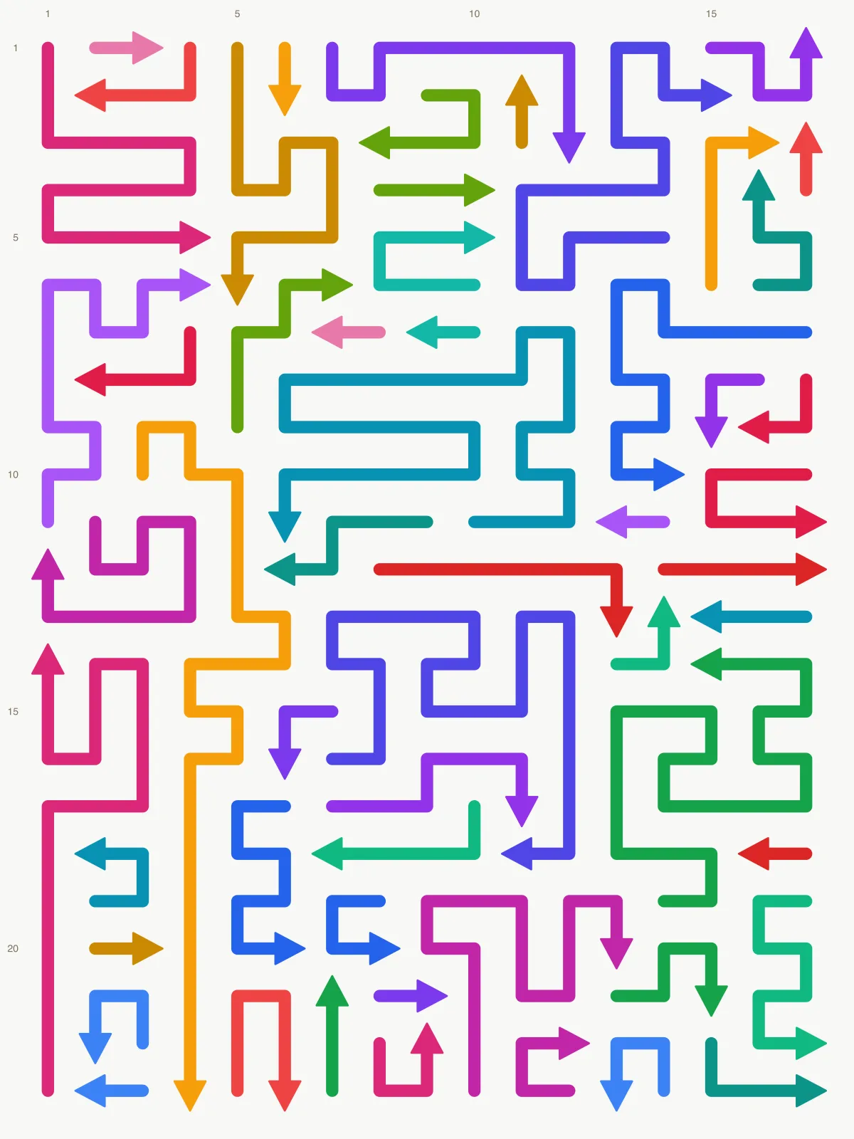 Arrow Escape level 2: 17×23 board with 56 arrows
