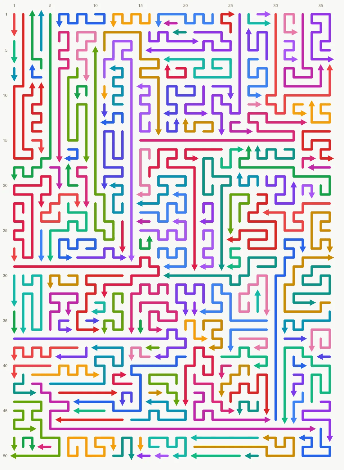 Arrow Escape level 20: 36×50 board with 171 arrows