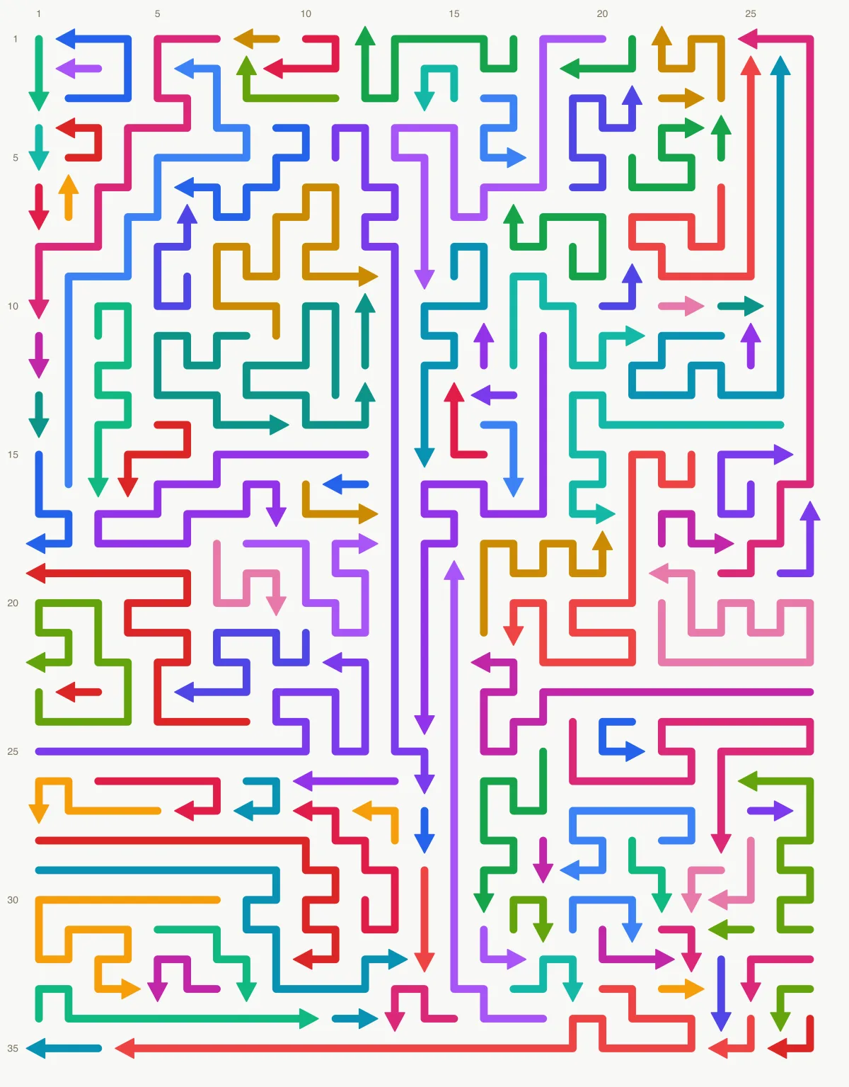 Arrow Escape level 23: 27×35 board with 109 arrows