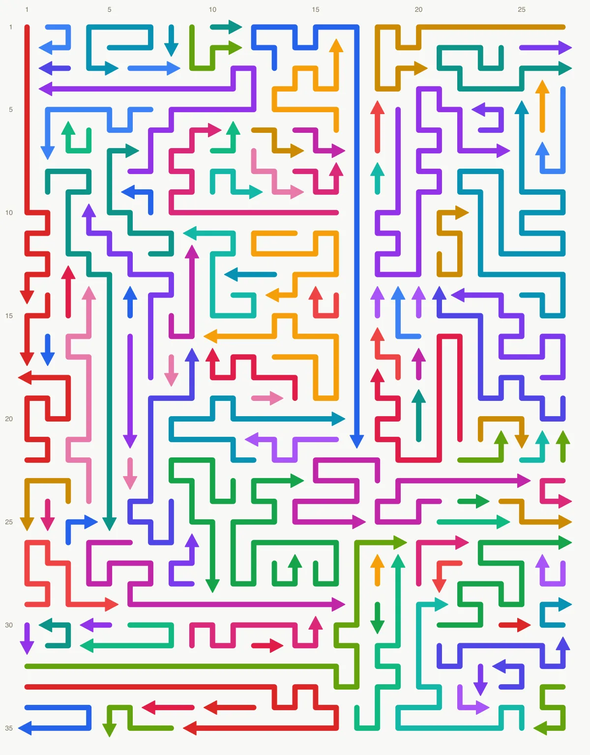 Arrow Escape level 26: 27×35 board with 110 arrows