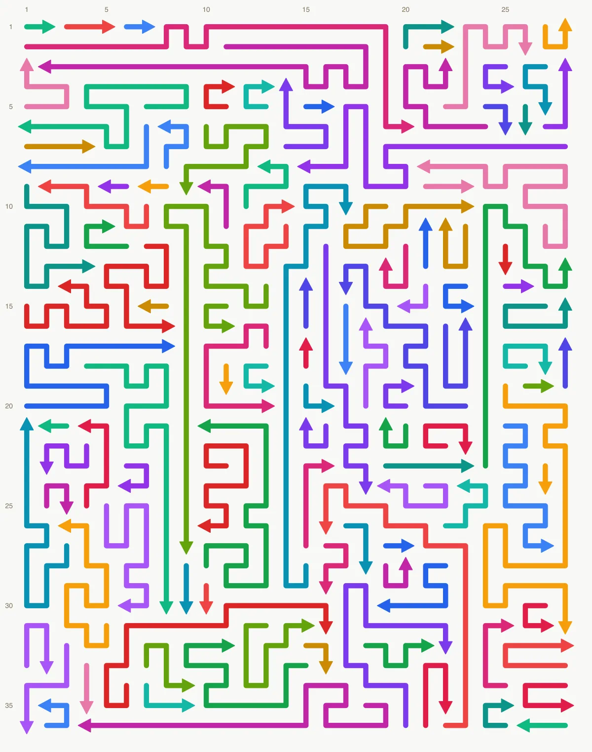 Arrow Escape level 28: 28×36 board with 117 arrows