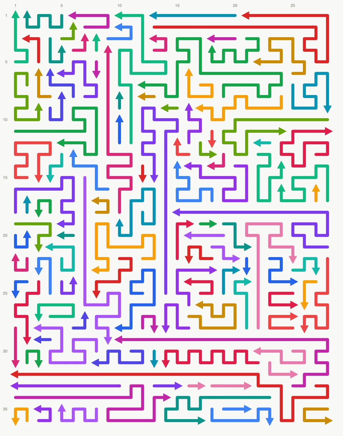 Arrow Escape level 29: 28×36 board with 115 arrows