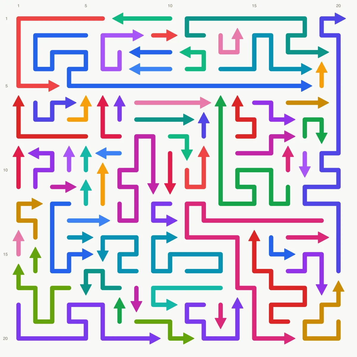 Arrow Escape level 3: 20×20 board with 65 arrows