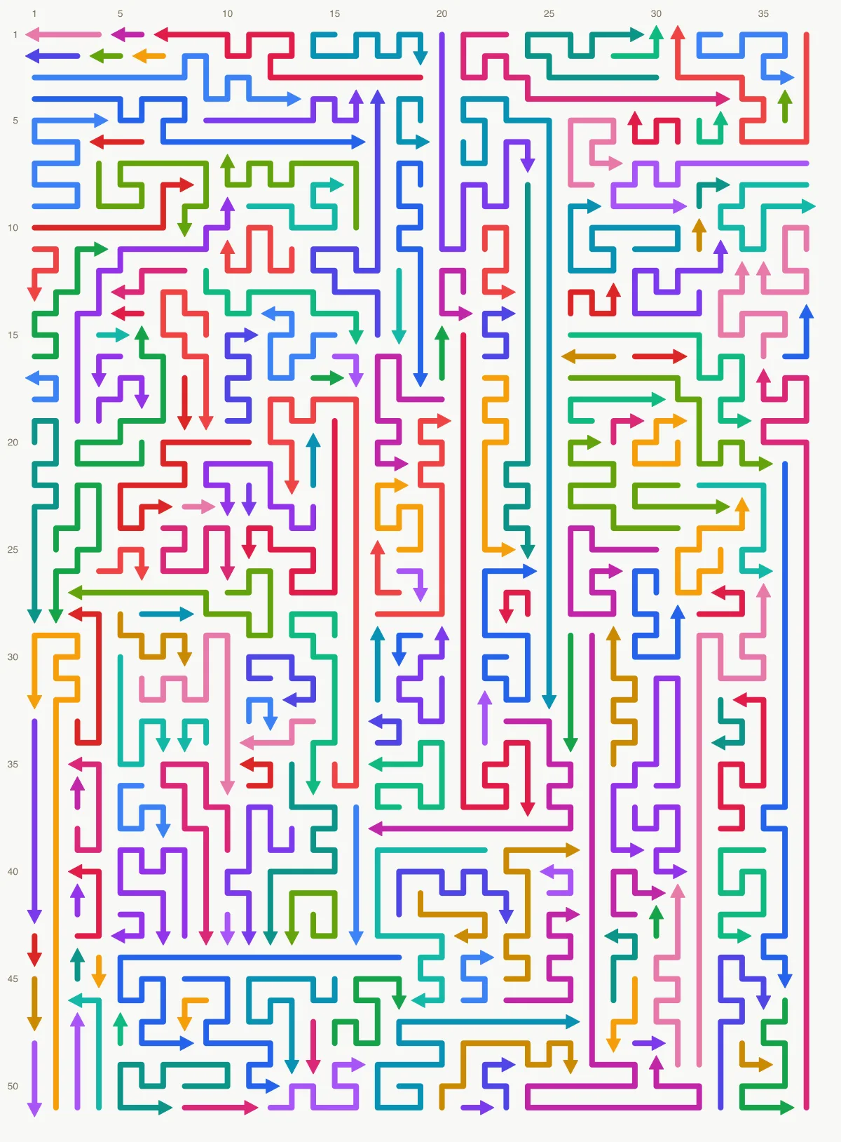 Arrow Escape level 30: 37×51 board with 180 arrows