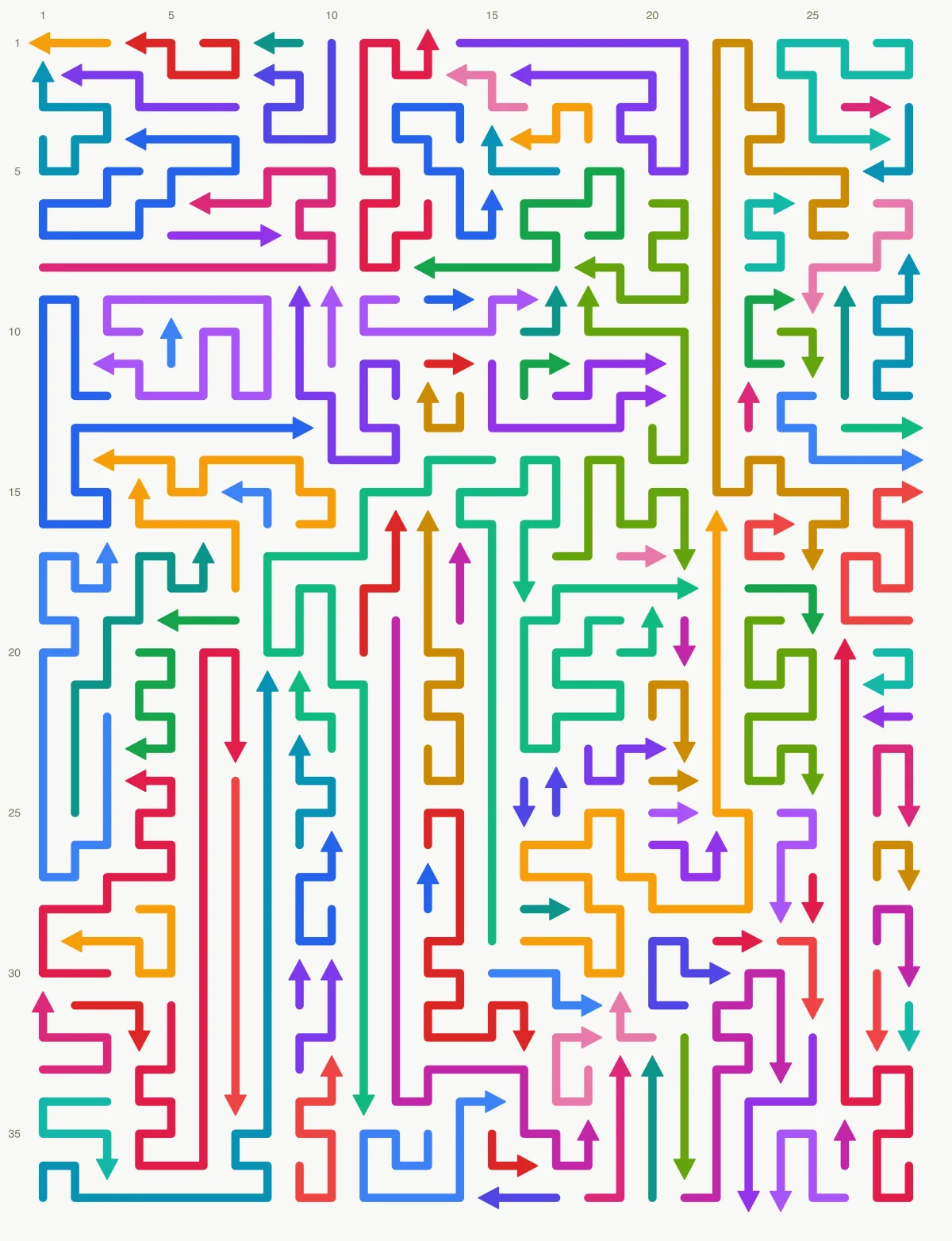 Arrow Escape level 32: 28×37 board with 117 arrows