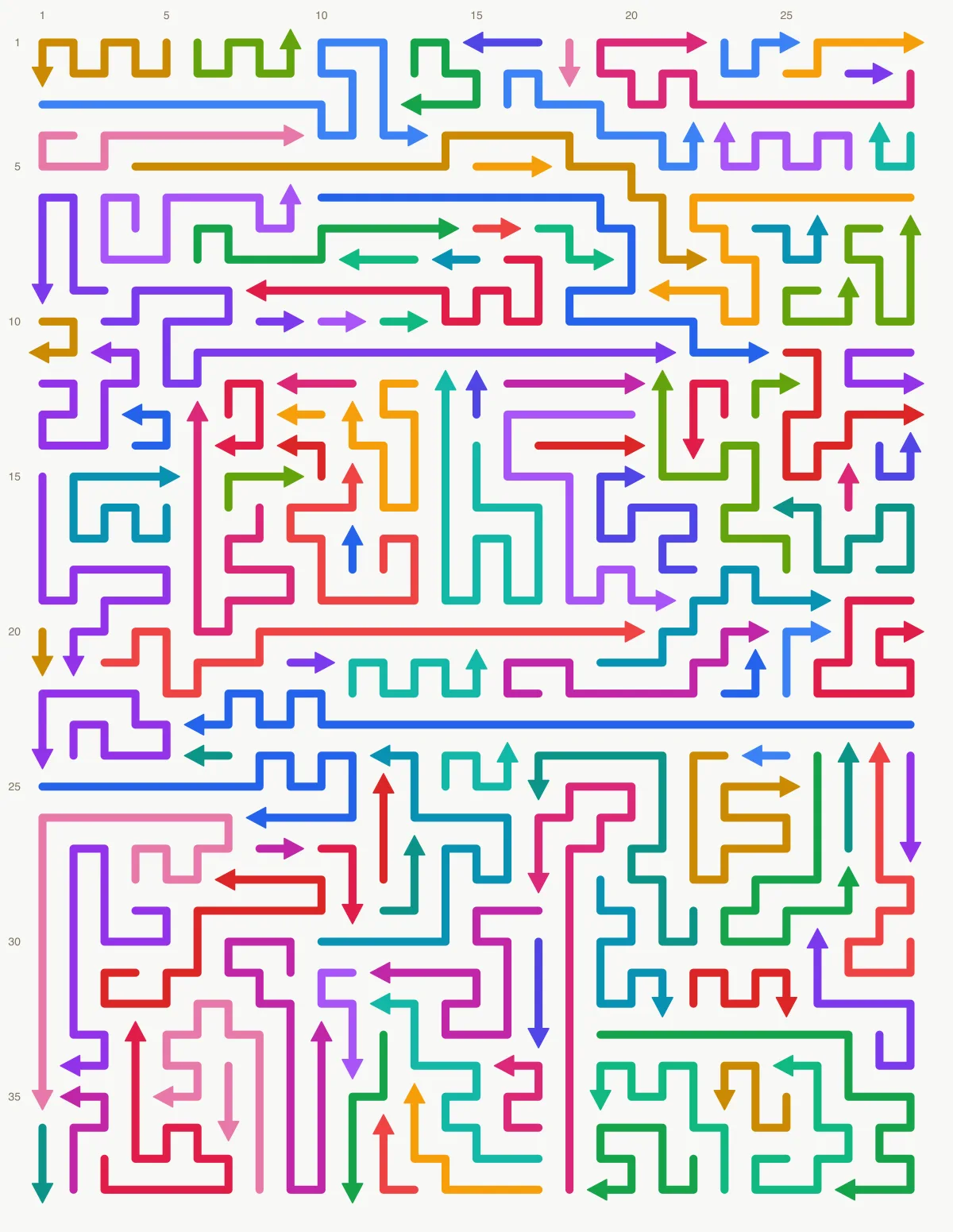 Arrow Escape level 38: 29×38 board with 113 arrows