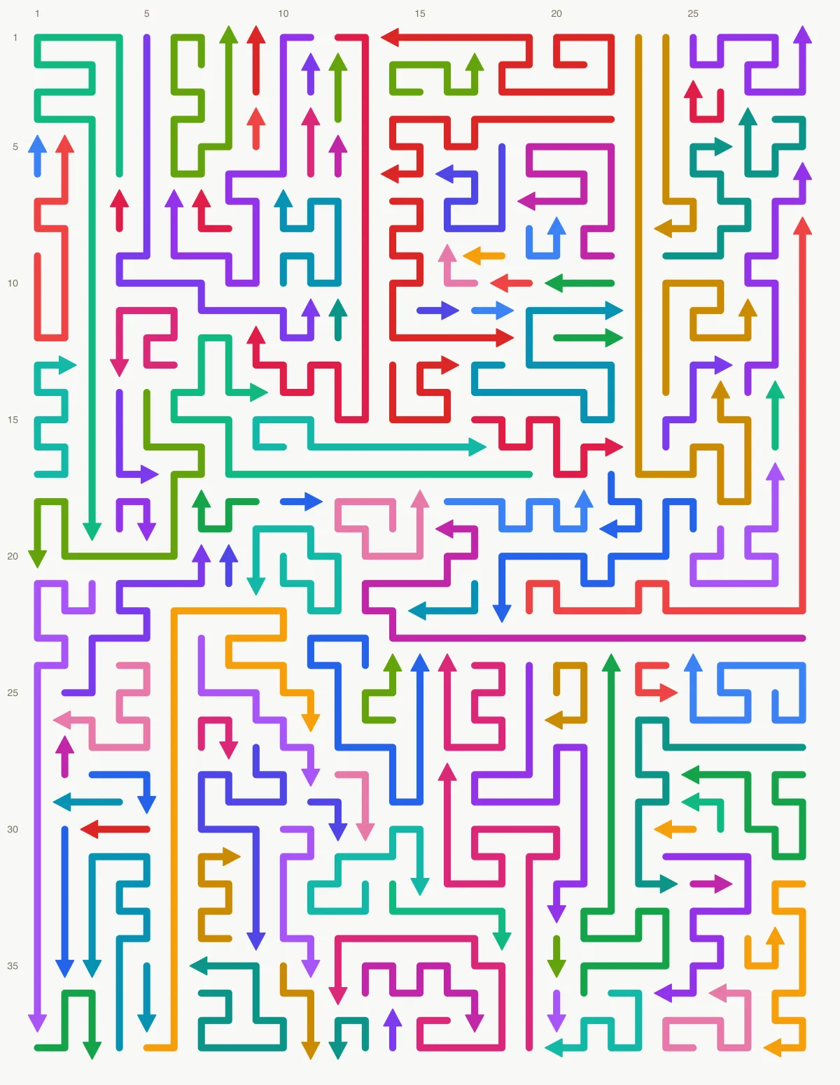 Arrow Escape level 41: 29×38 board with 111 arrows