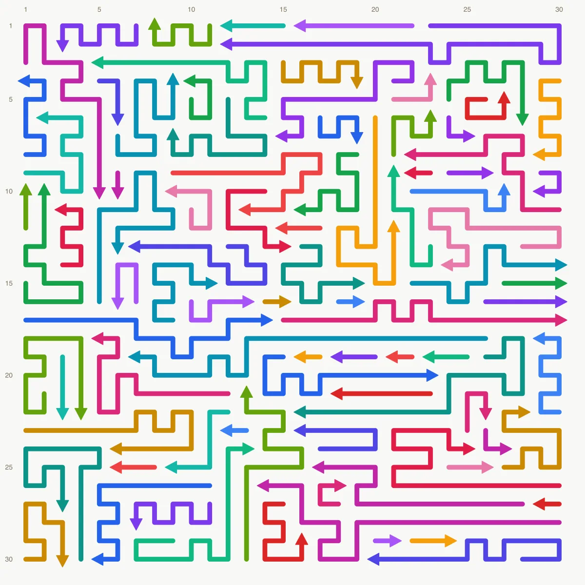 Arrow Escape level 45: 30×30 board with 88 arrows
