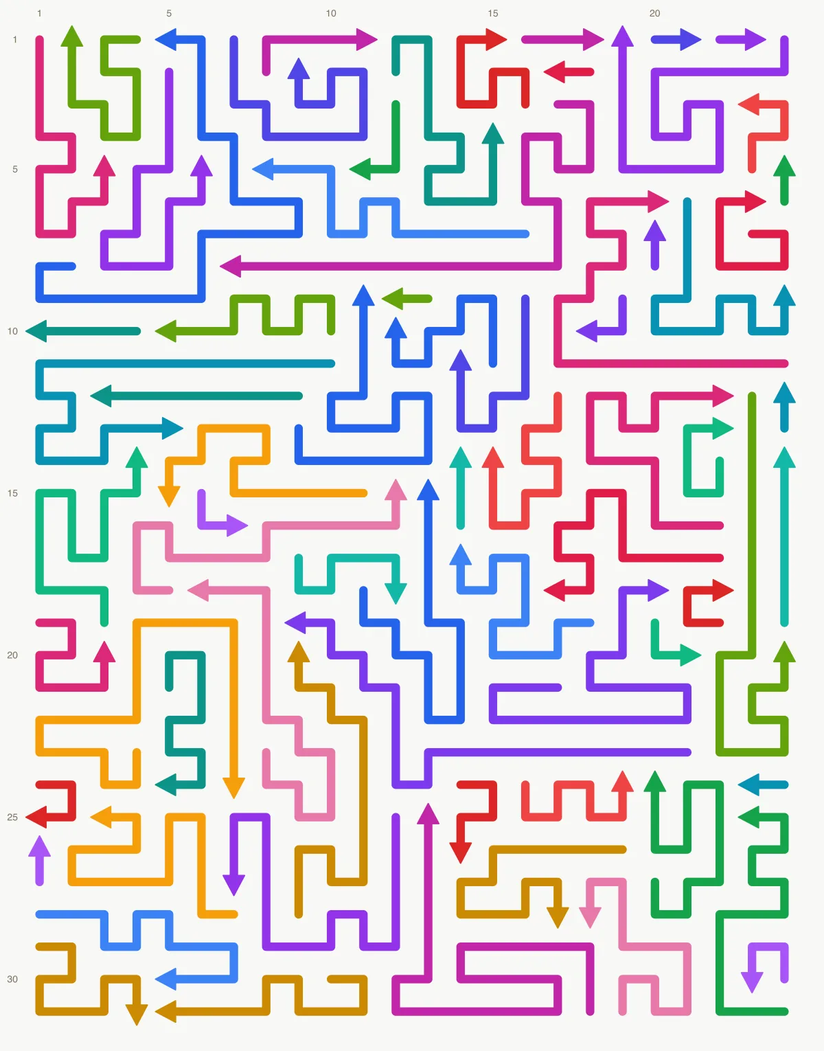 Arrow Escape level 5: 24×31 board with 71 arrows