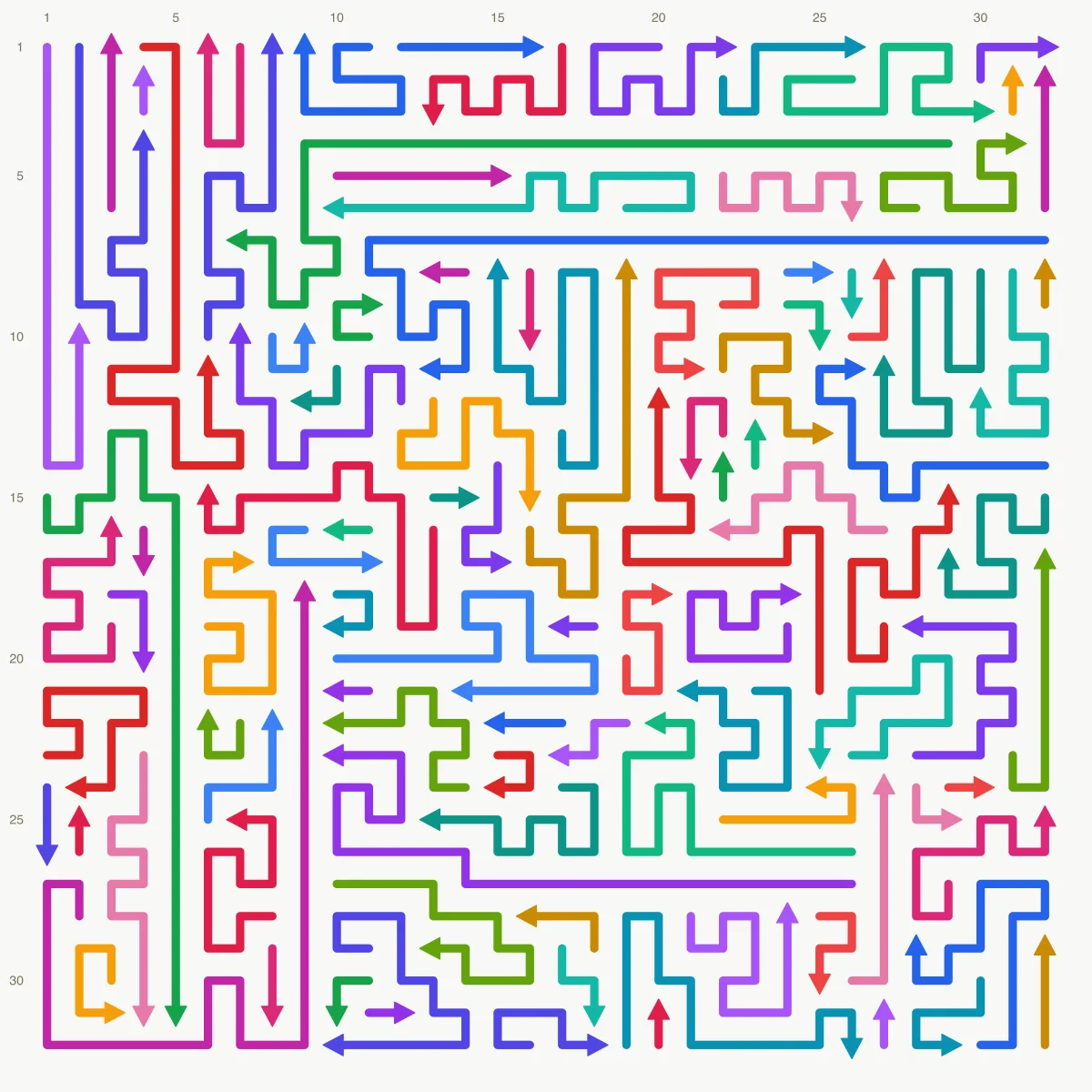Arrow Escape level 57: 32×32 board with 105 arrows