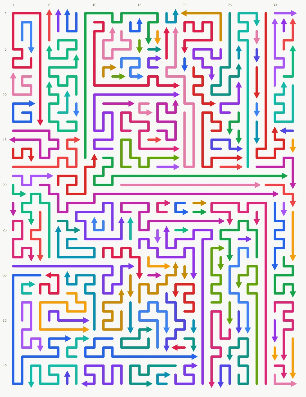 Arrow Escape level 59: 32×42 board with 145 arrows