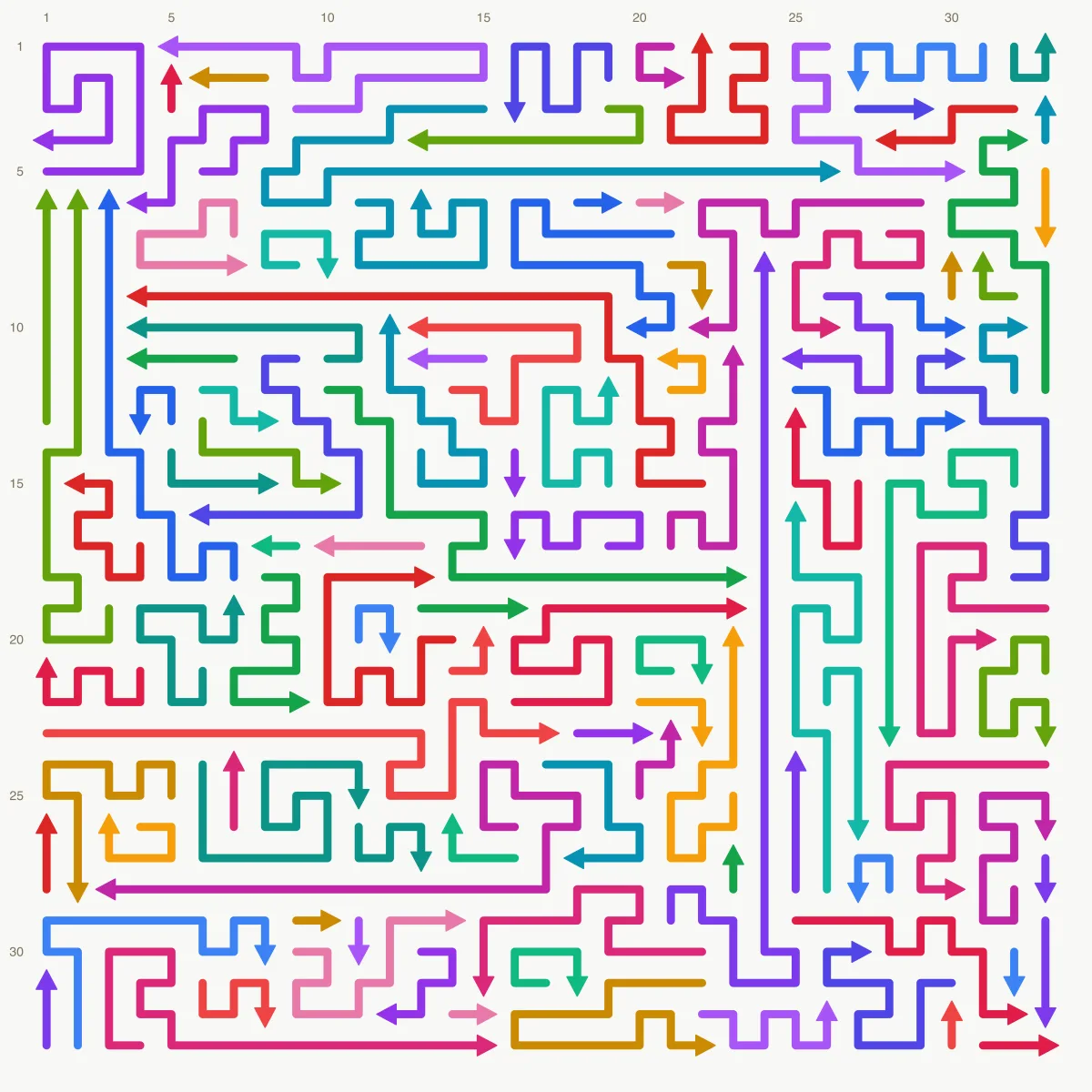 Arrow Escape level 63: 33×33 board with 112 arrows