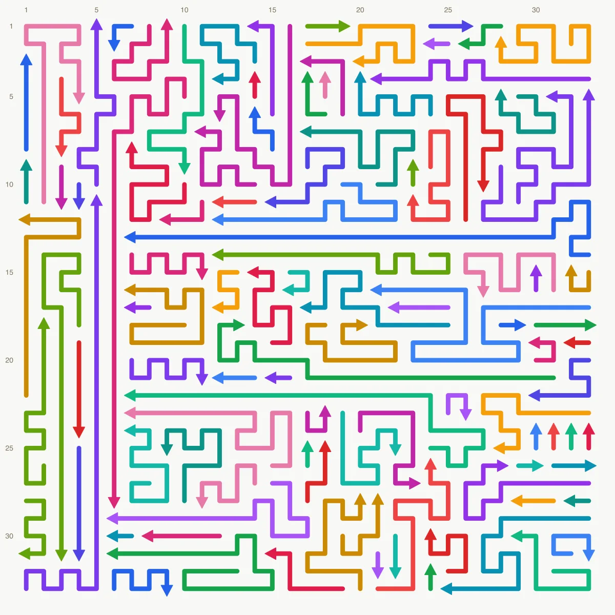 Arrow Escape level 66: 33×33 board with 108 arrows