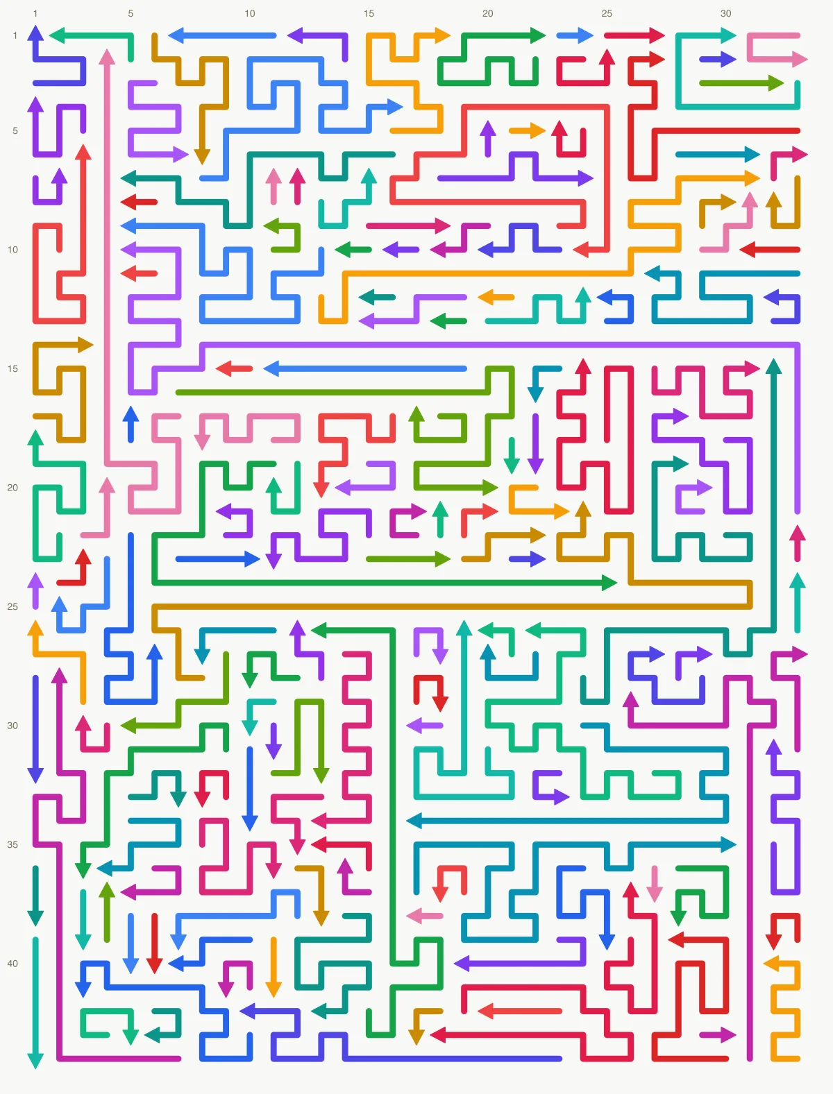 Arrow Escape level 68: 33×44 board with 162 arrows
