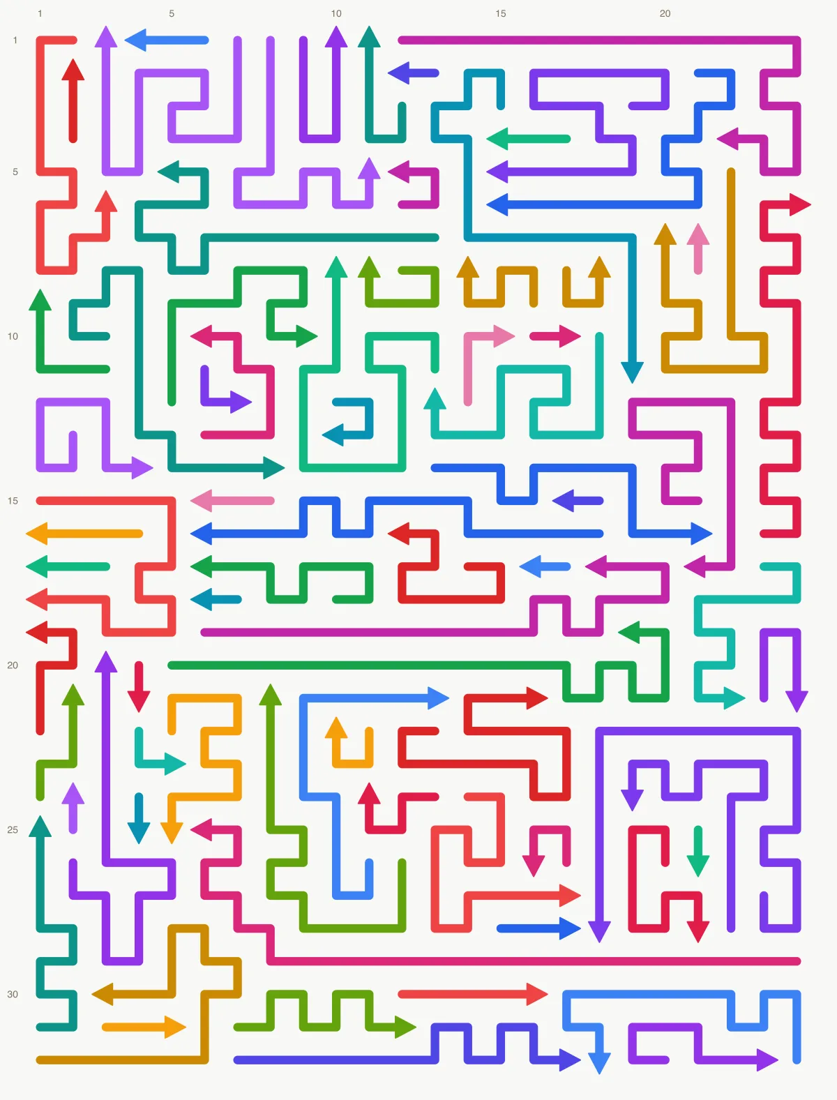 Arrow Escape level 7: 24×32 board with 77 arrows