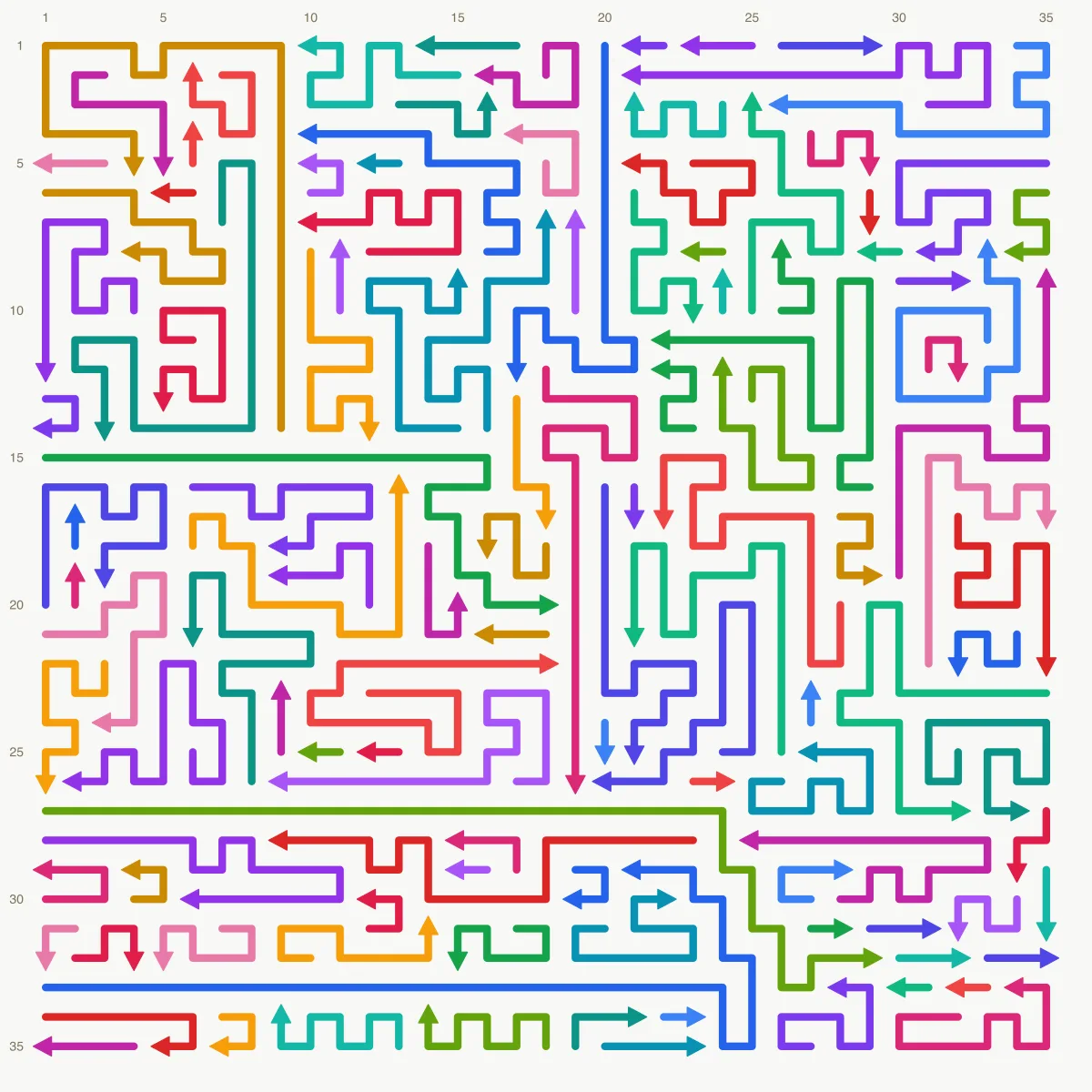 Arrow Escape level 81: 35×35 board with 123 arrows
