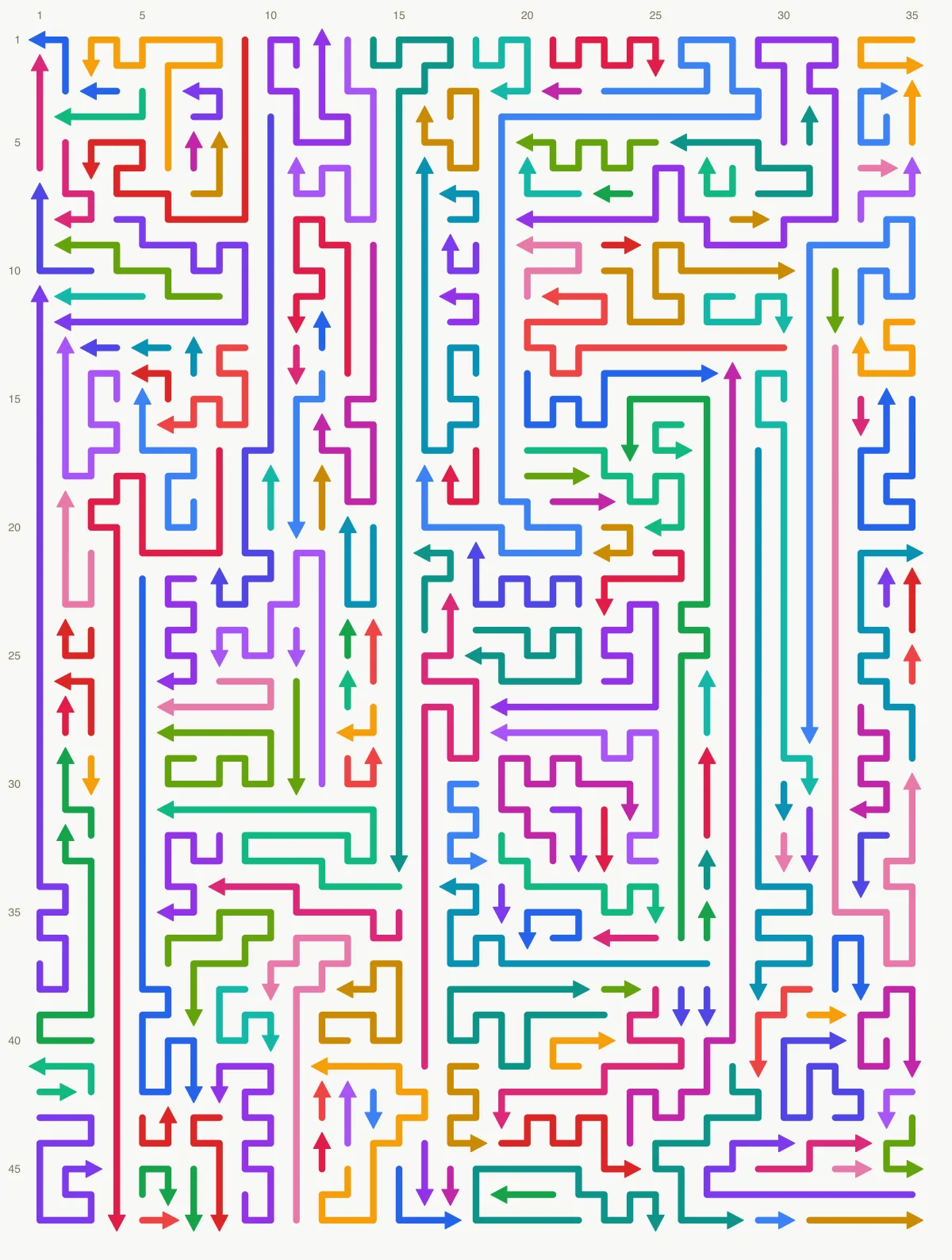 Arrow Escape level 82: 35×47 board with 174 arrows