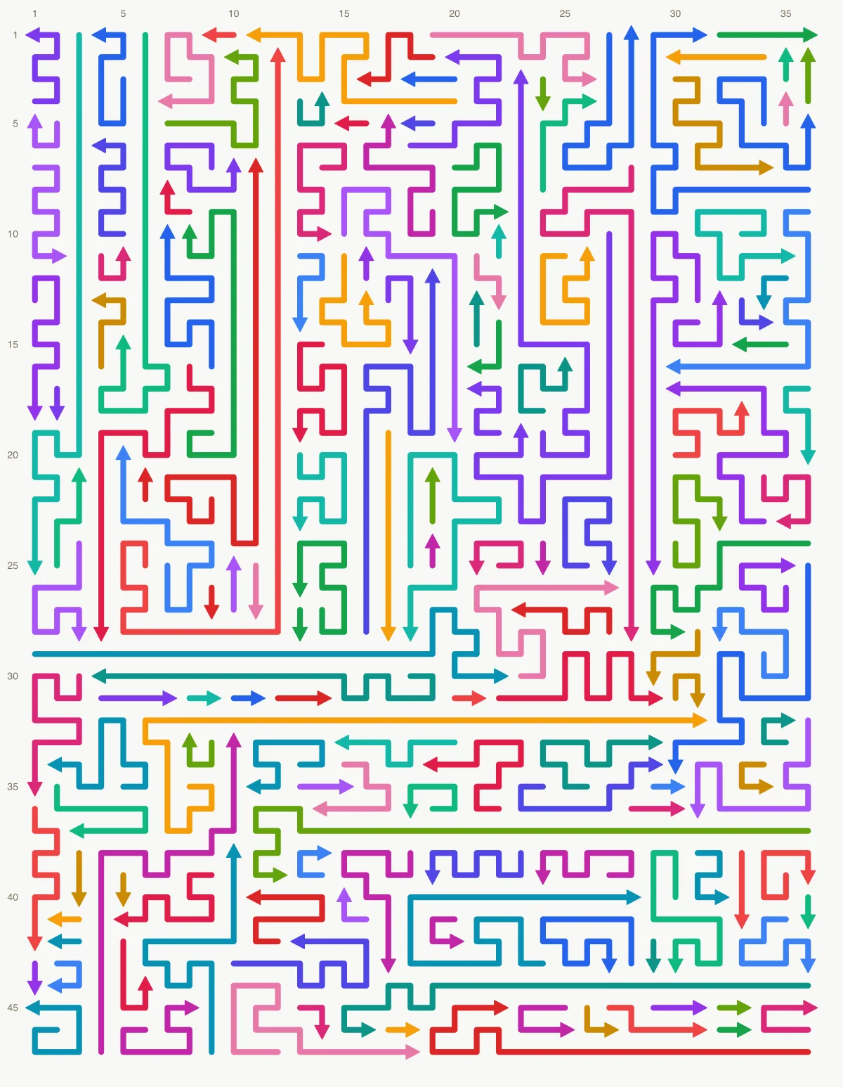 Arrow Escape level 83: 36×47 board with 166 arrows