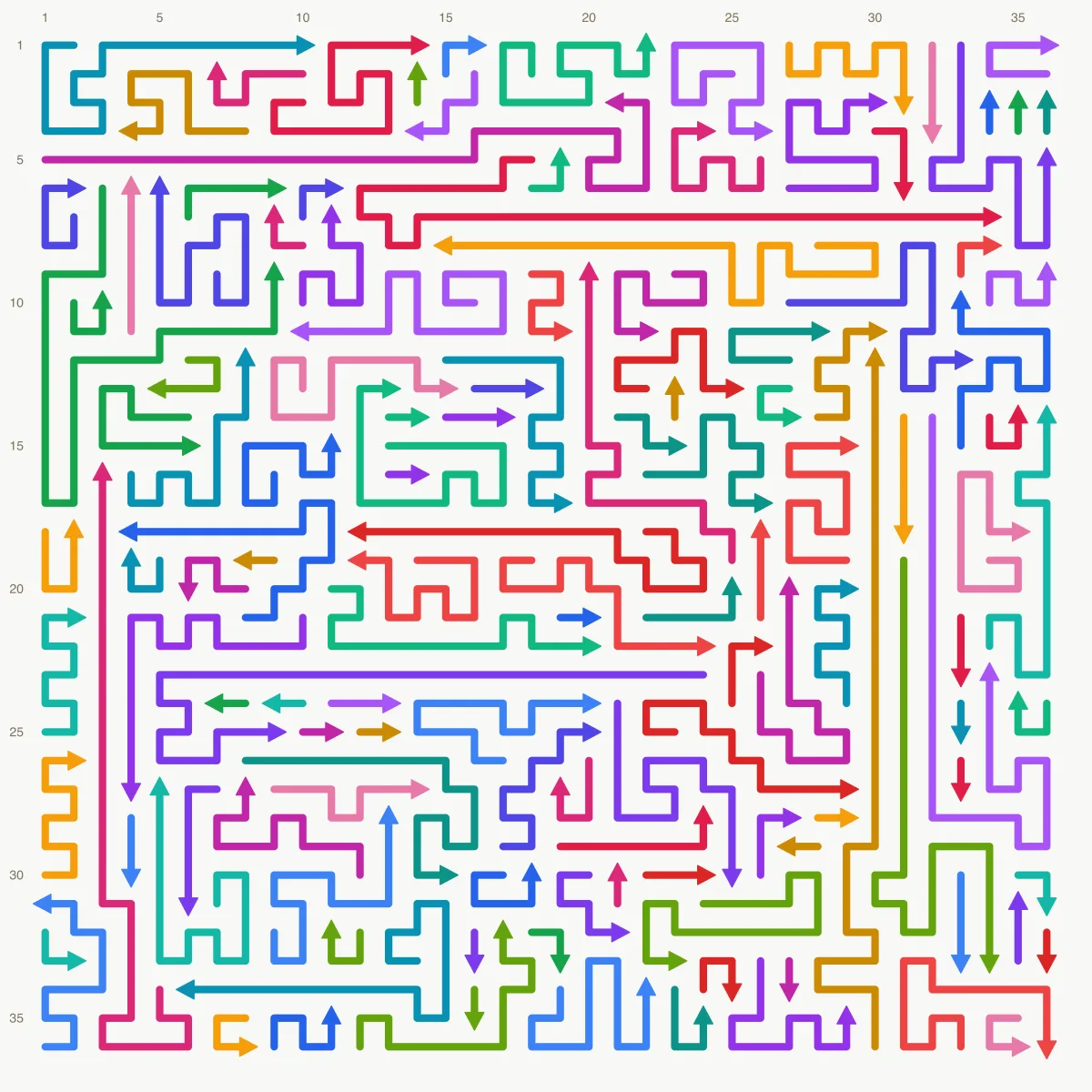 Arrow Escape level 84: 36×36 board with 137 arrows