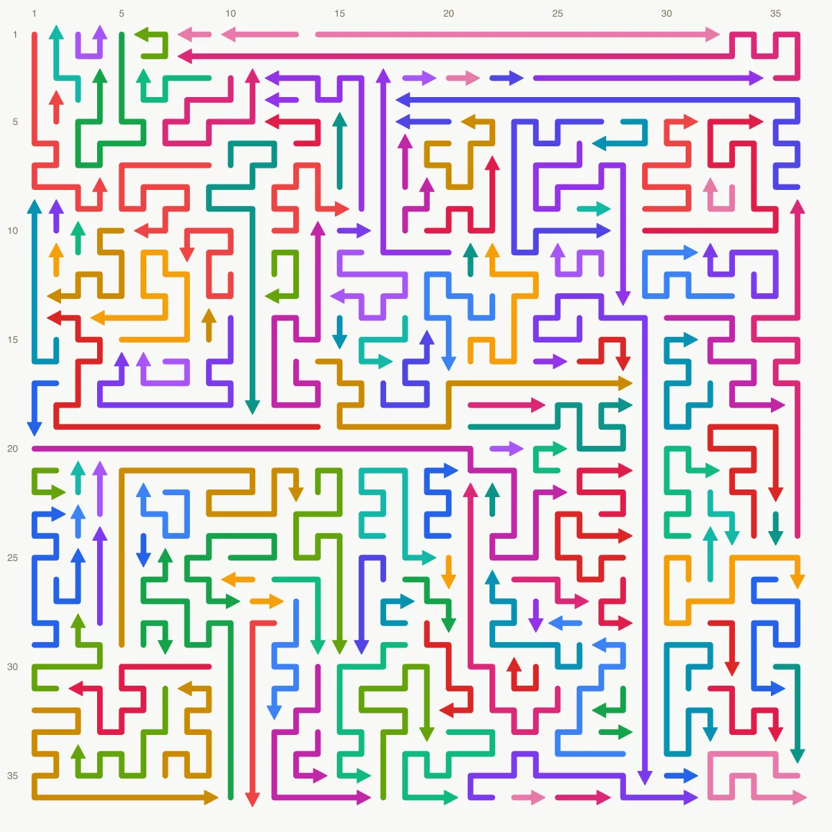 Arrow Escape level 87: 36×36 board with 139 arrows