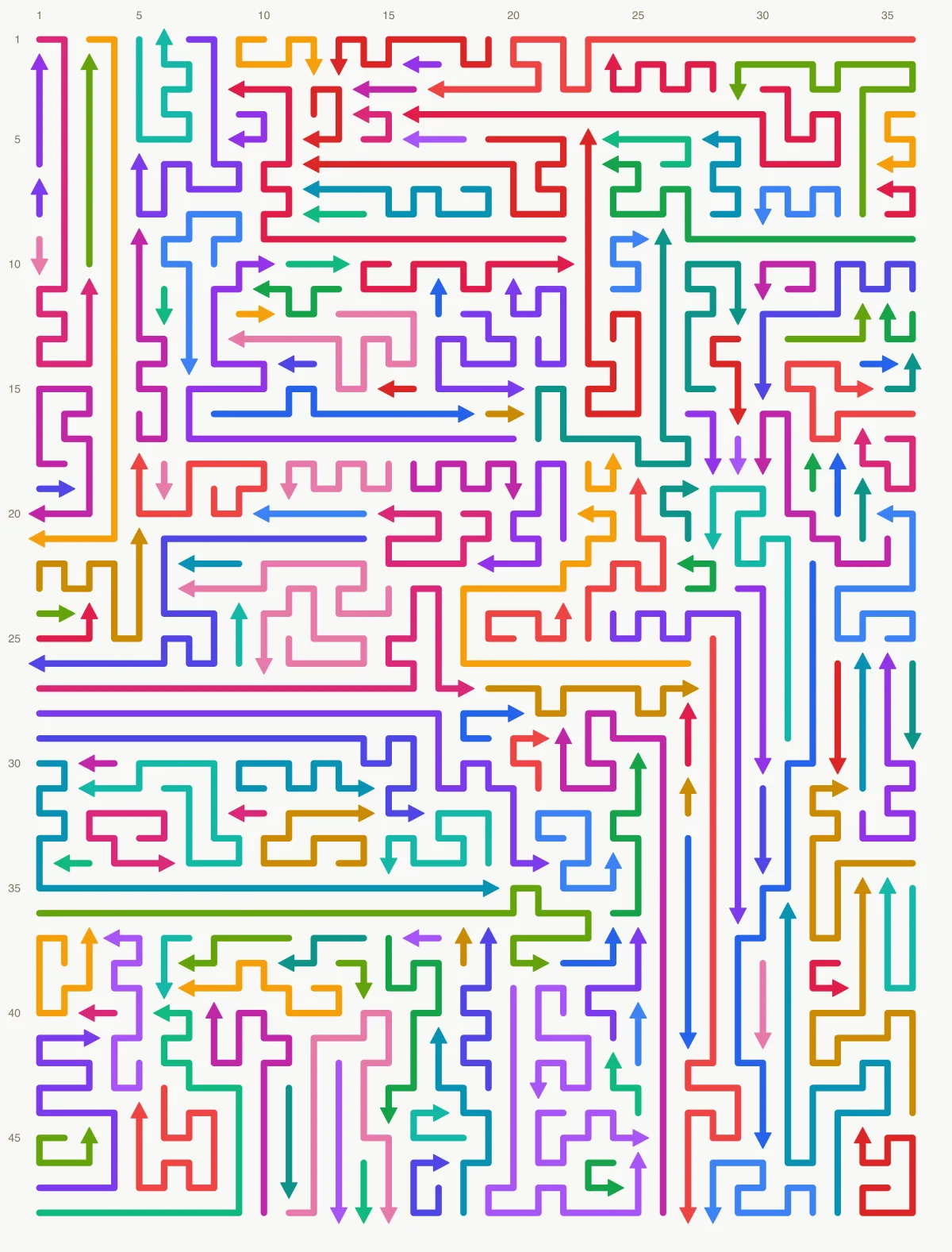Arrow Escape level 88: 36×48 board with 161 arrows