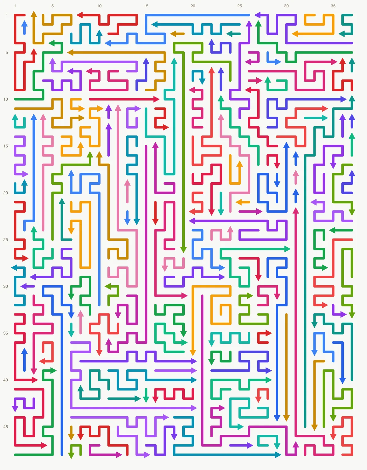 Arrow Escape level 89: 37×48 board with 159 arrows