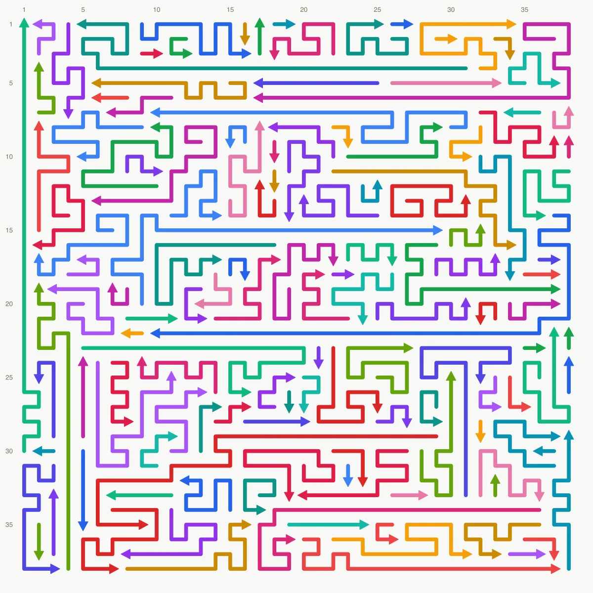 Arrow Escape level 96: 38×38 board with 137 arrows