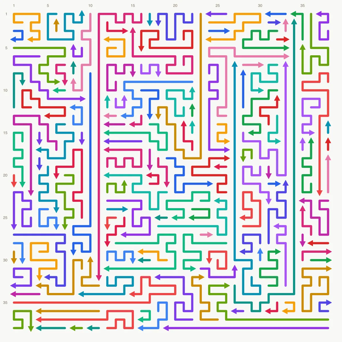 Arrow Escape level 99: 38×38 board with 148 arrows