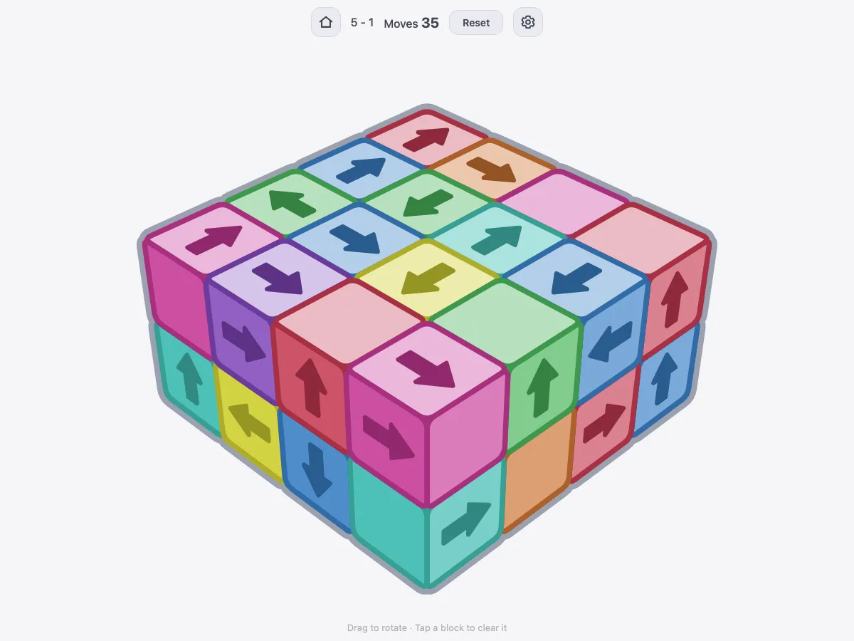 Cube Escape level 59: 4×4×2 stack of 32 blocks, 35 moves